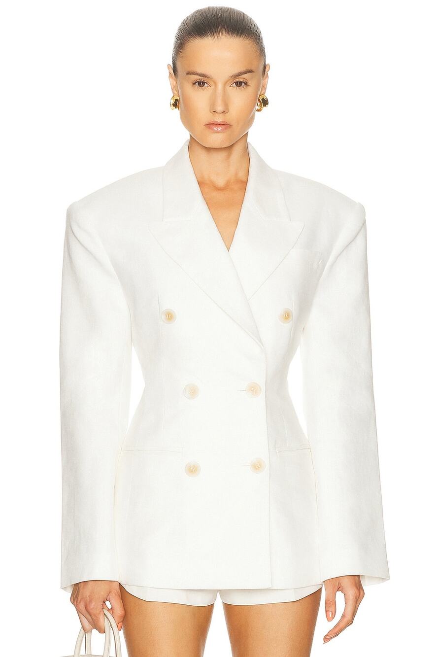 Ronny Kobo Cosette linen white blazer size large
